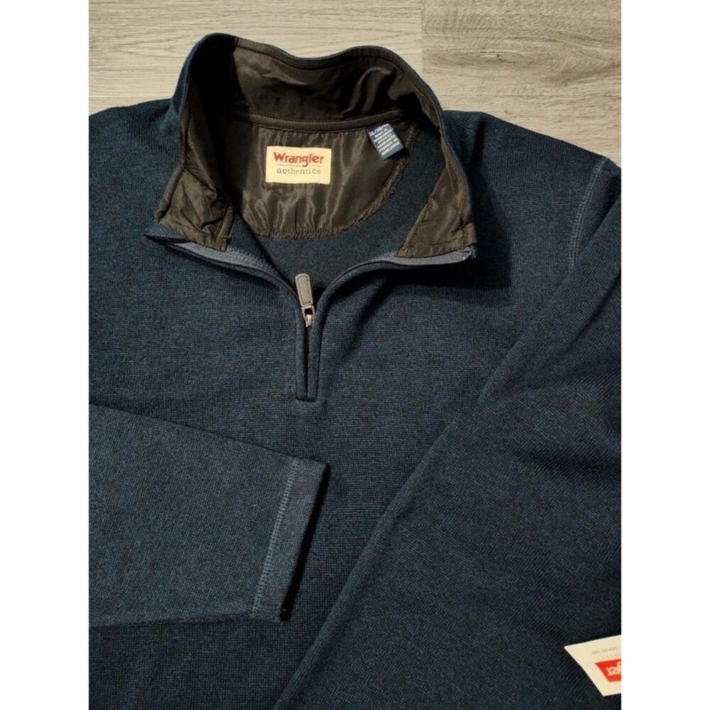 Wrangler mens long sleeve fleece quarter zip sweater indigo blue size XL new tag